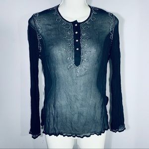 The Limited Silk Beaded Sheer Top Sz L